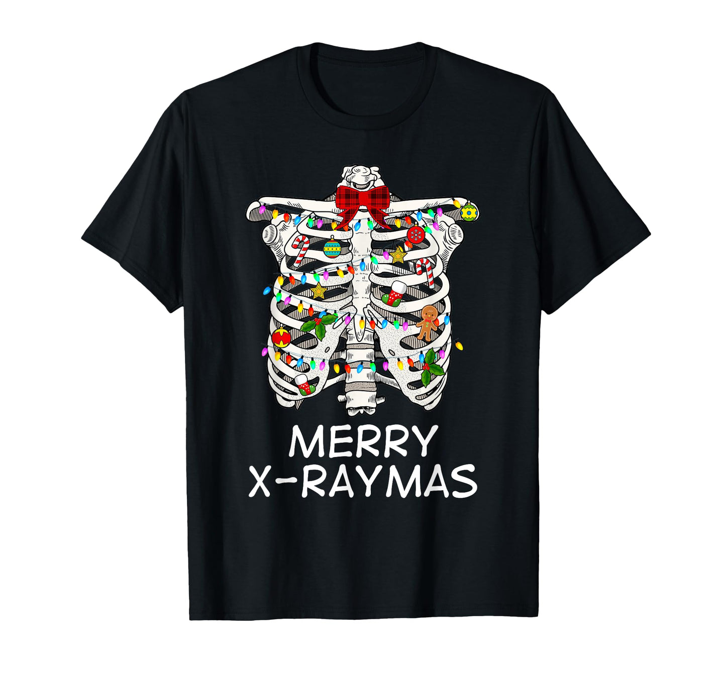 Merry X-Raymas Skeleton Rib Cage Radiology Christmas Gift T-Shirt