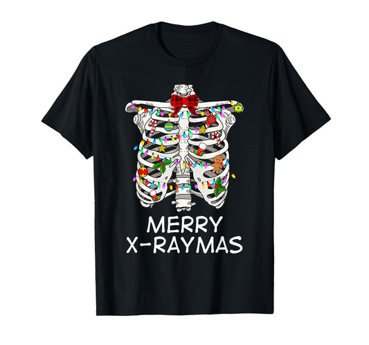 Merry X-Raymas Skeleton Rib Cage Radiology Christmas Gift T-Shirt
