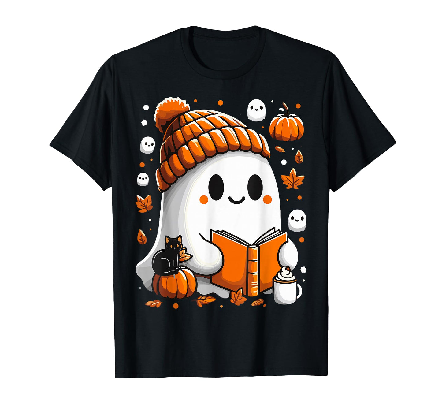 Ghost Reading Book Autumn Halloween T-Shirt