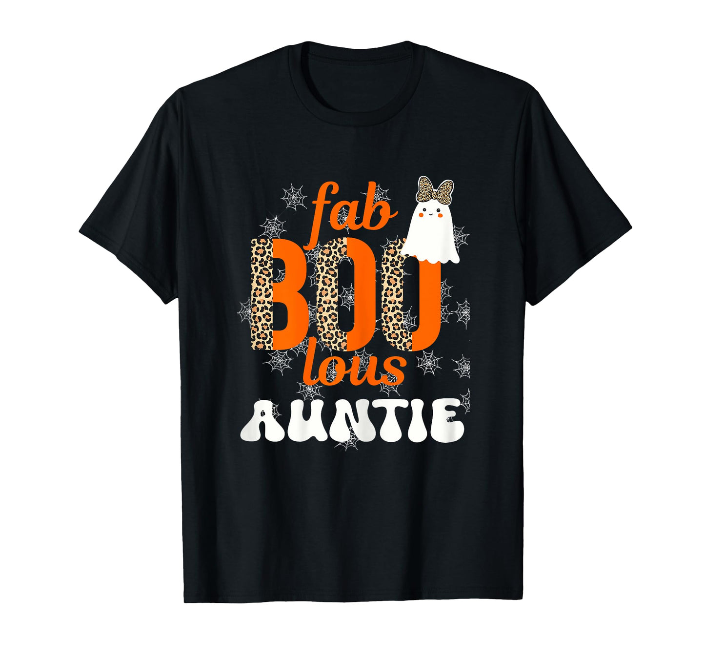 Fab BOO lous Auntie Leopard Halloween Ghost Sheet T-Shirt