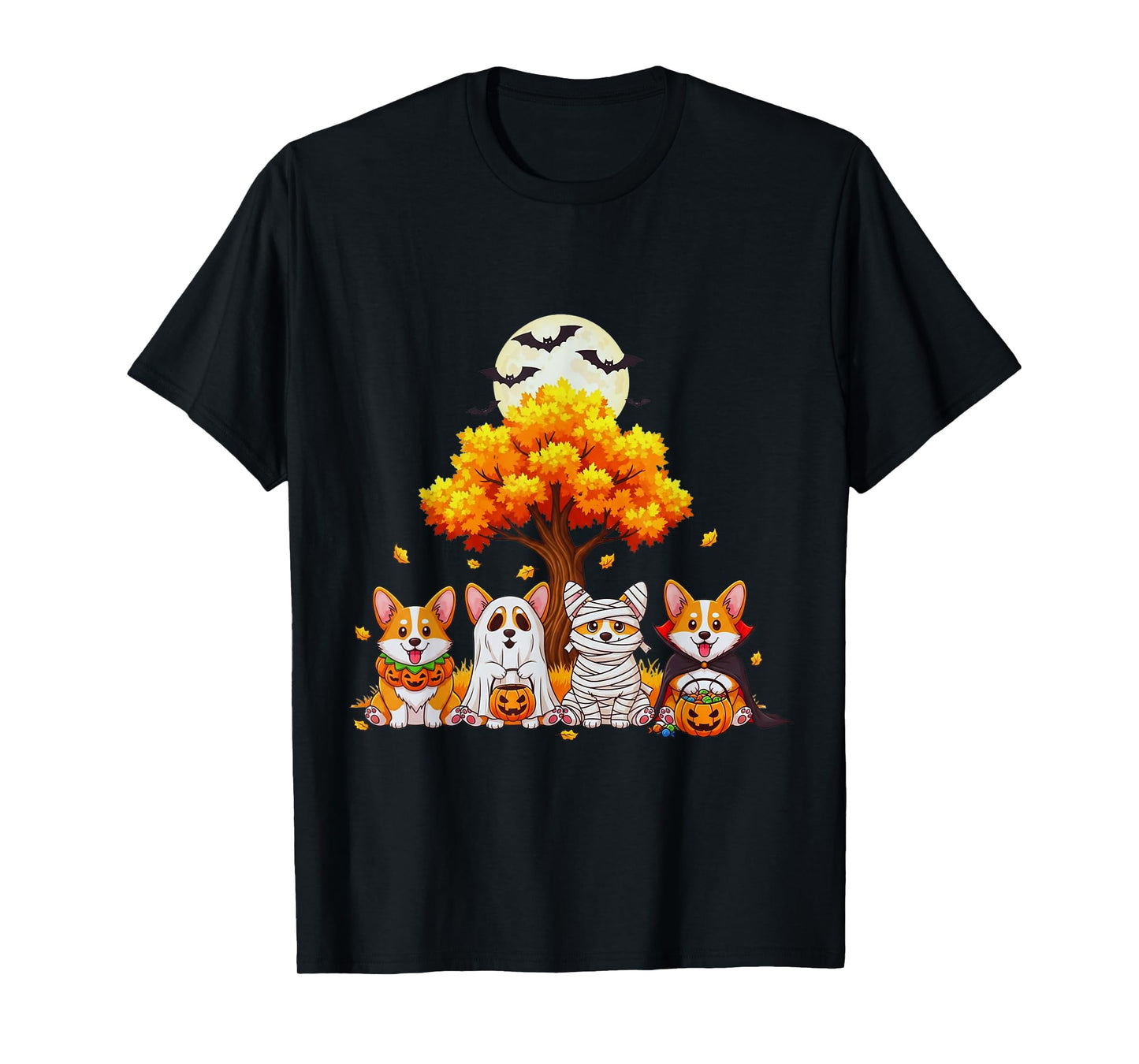 Halloween Corgi Dogs Ghost Mummy Vampire Pumpkin Fall Season T-Shirt