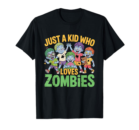 Just A Kid Who Loves Zombies Funny Halloween Costume Kids T-Shirt
