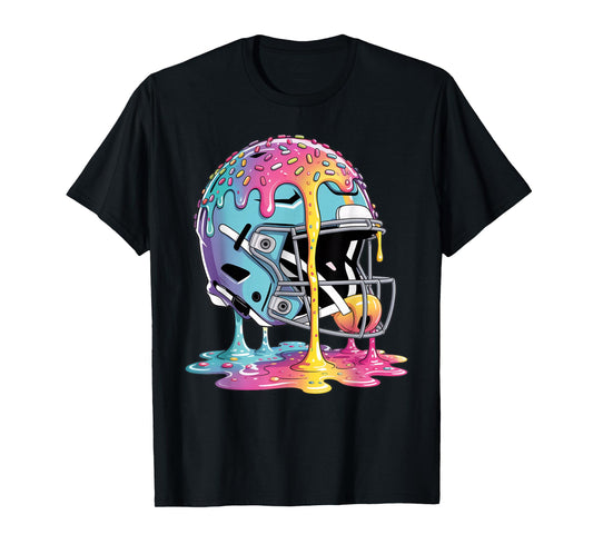 Ice Cream Drip Football Stuff Boys QB RB Lineman WR Drippy T-Shirt