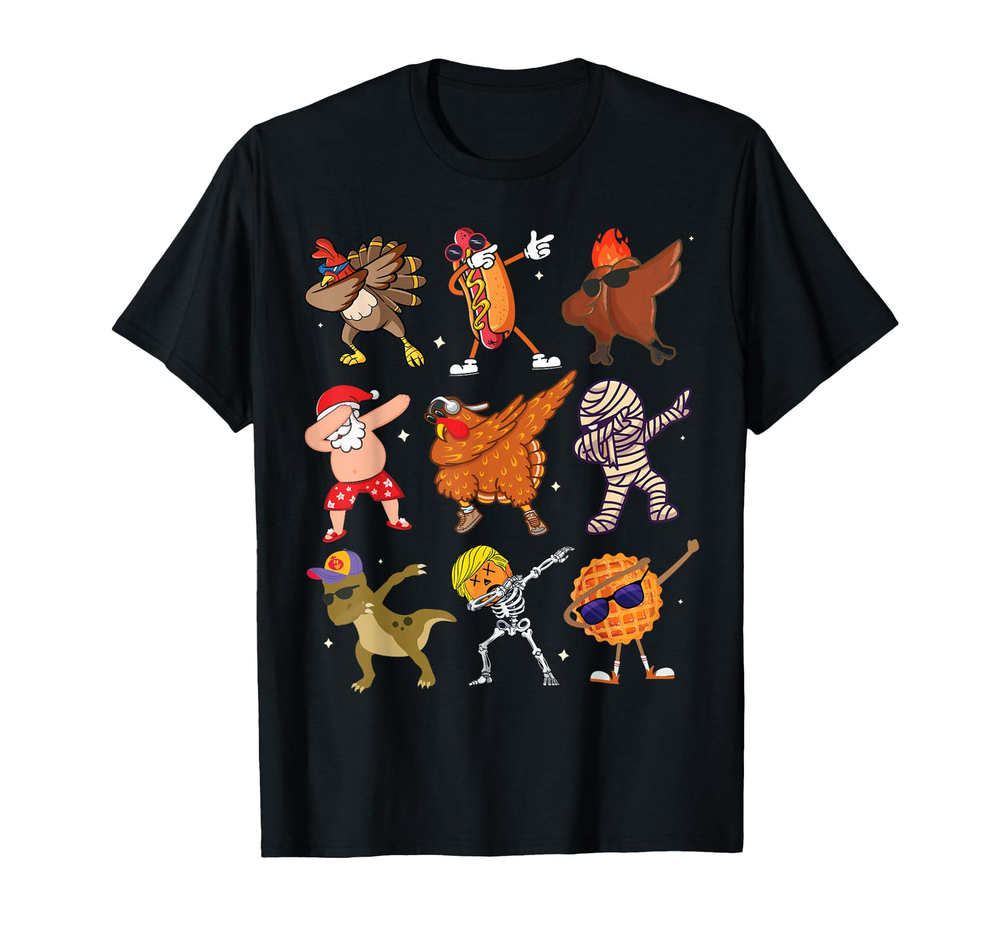 Dabbing Turkey Santa Pilgrim Thanksgiving Funny Dab T-Shirt