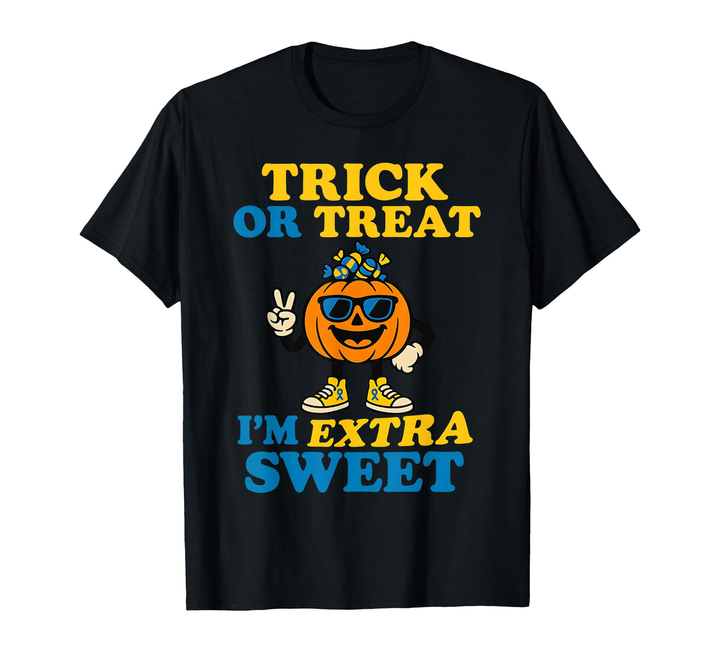 Down Syndrome Halloween Trick Or Treat Pumpkin Candy Cute T-Shirt