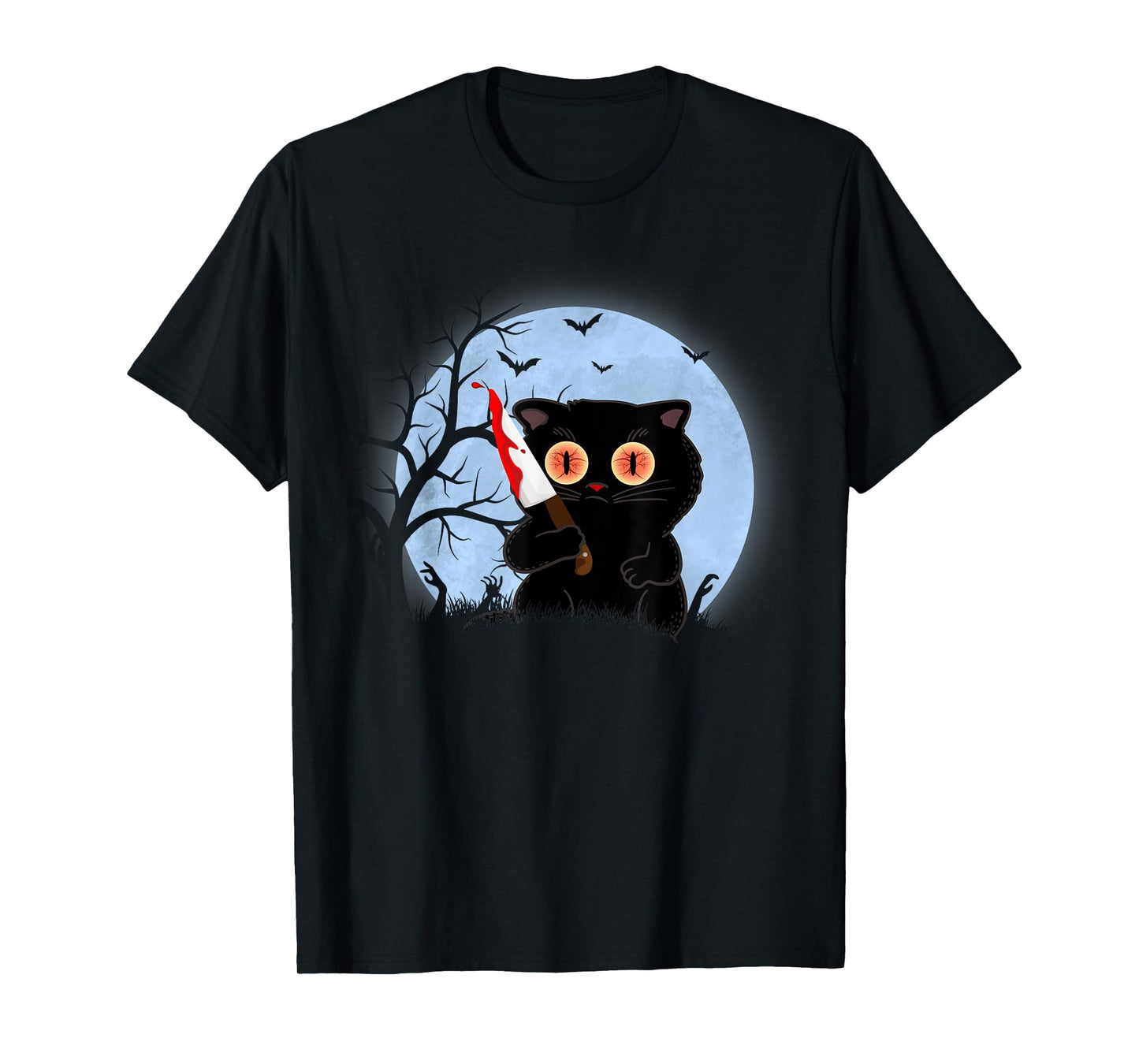 Funny scary black horror cat screaming what halloween bloody T-Shirt for Men Women