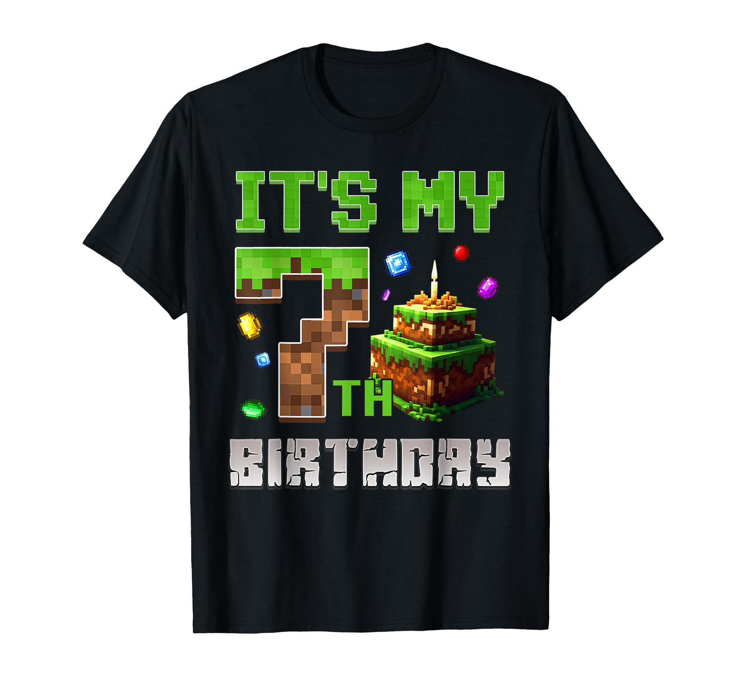 It's My 7th Birthday Shirt Birthday Boy Gamer Pixel Number T-Shirt