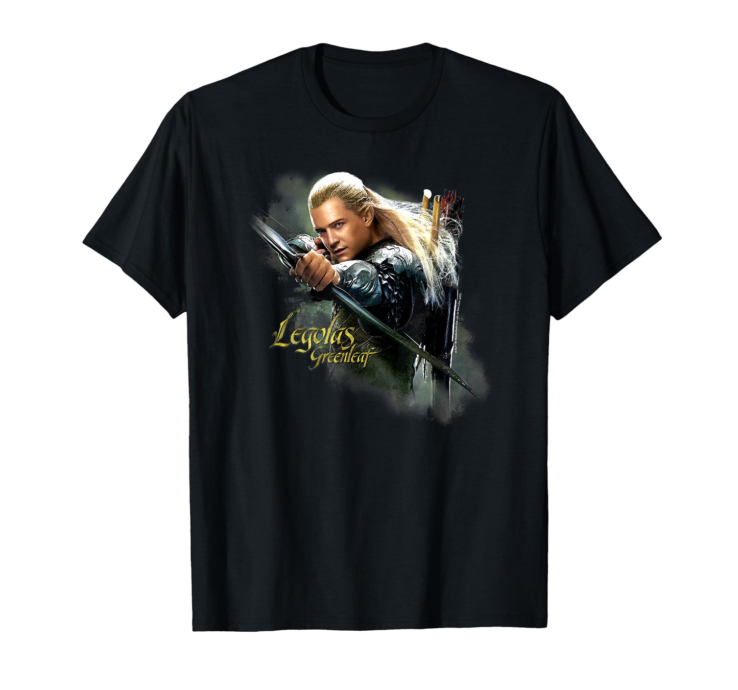 Warner Bros. Hobbit Legolas Greenleaf Unisex-Adults & Kids Green Modern Letter Print T-Shirt