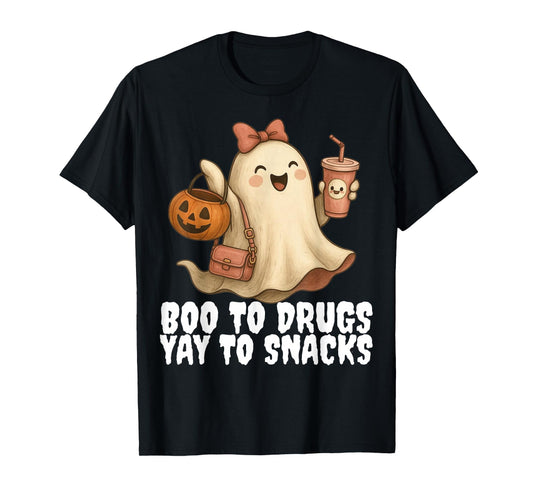 Drugs Ghost Drug Free Halloween Red Ribbon Week Teacher T-Shirt