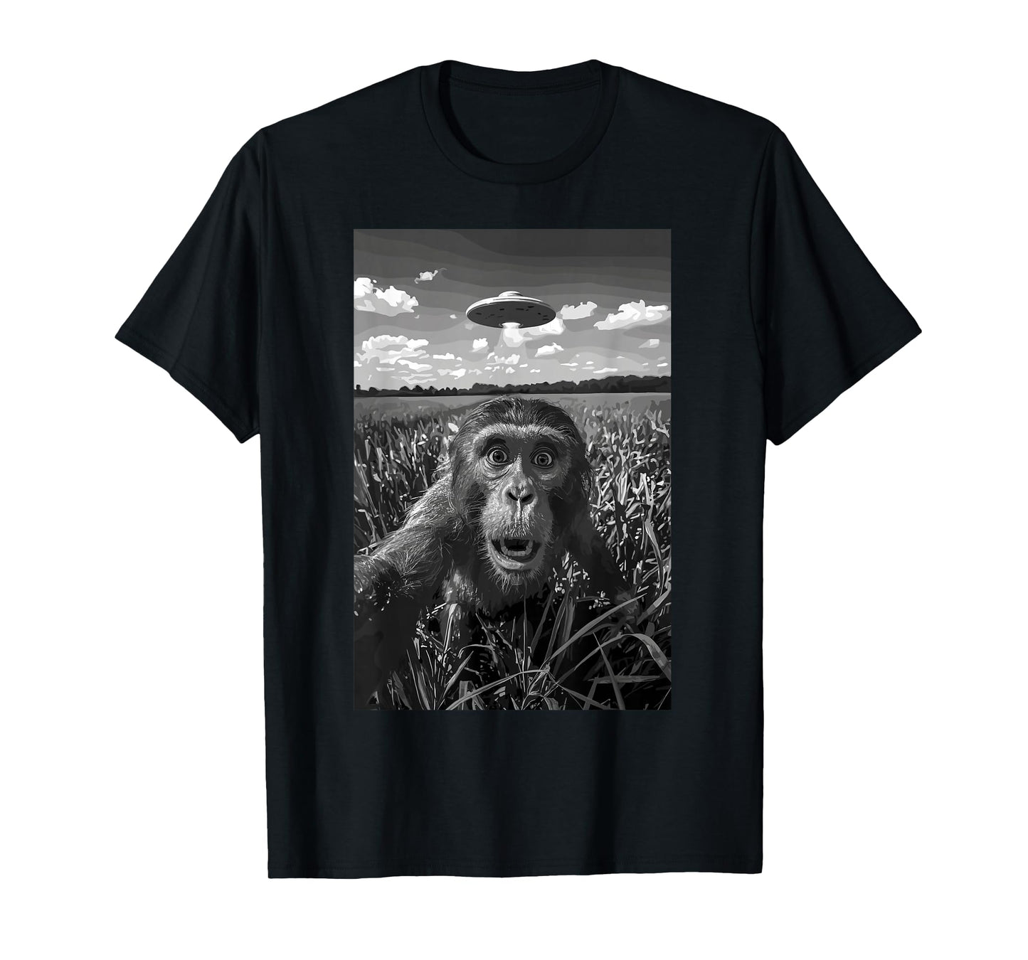 Ape Humor Chimpanzee UFO Gorilla Chimp Invasion Space T-Shirt