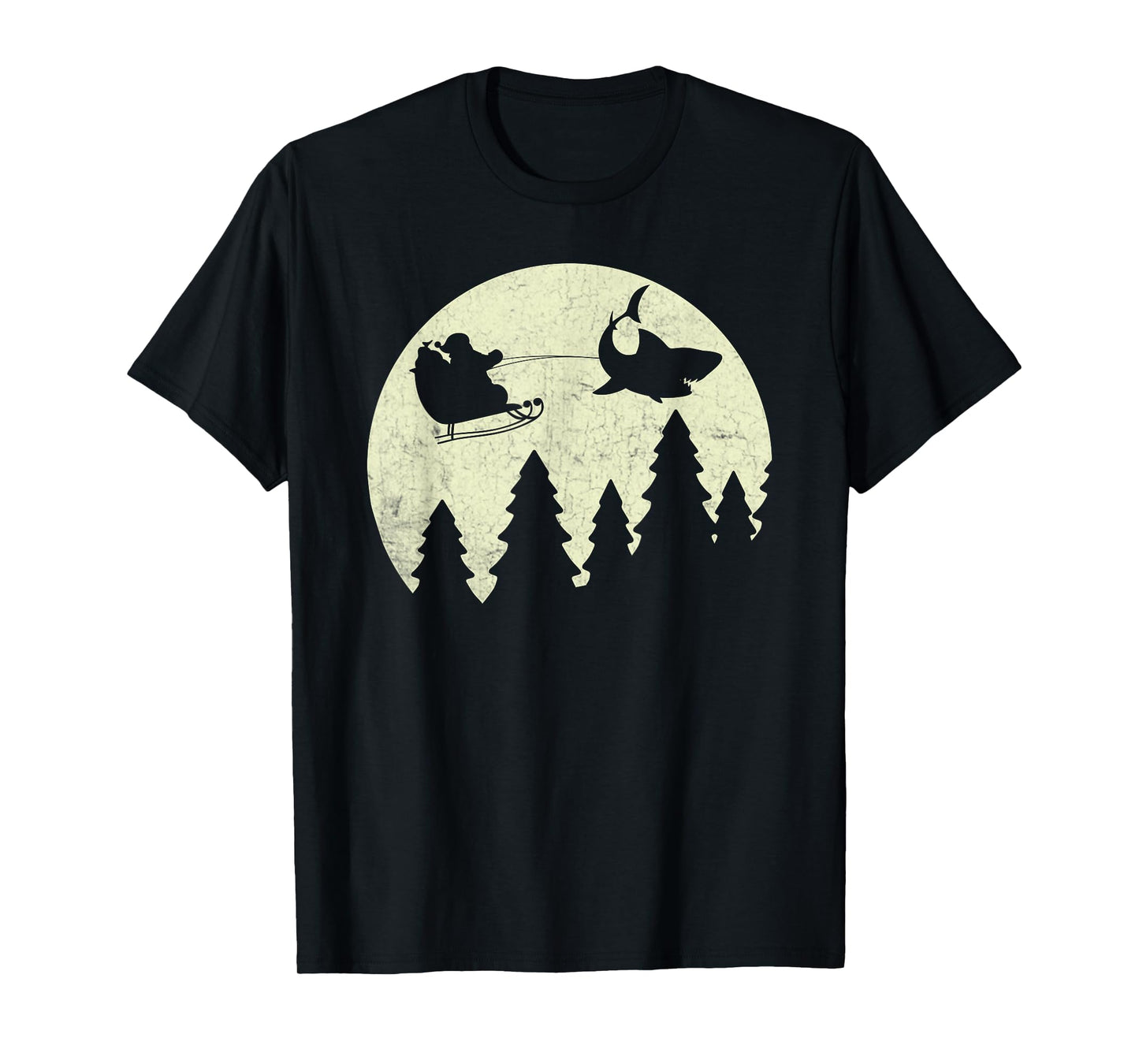 Santa Claus Shark Sleigh Christmas Funny T-Shirt