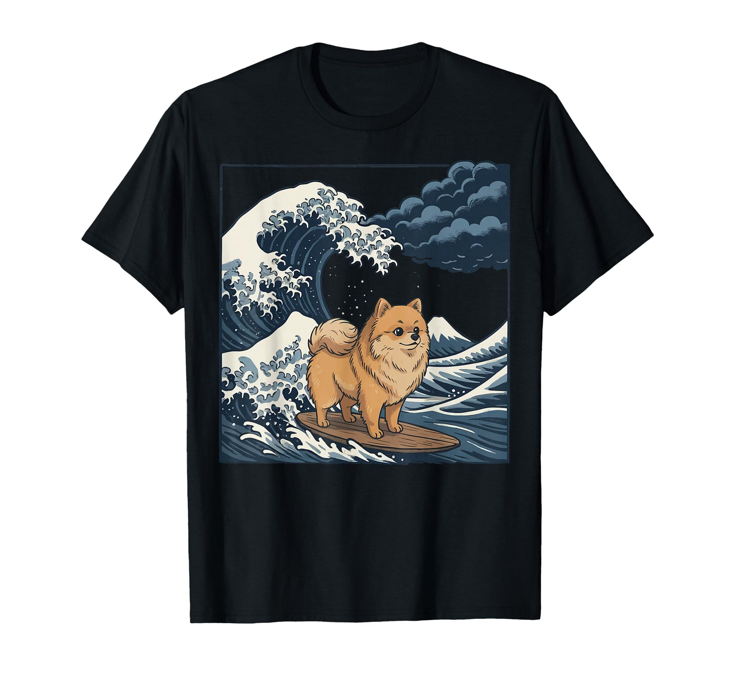 Pomeranian: Surfing Japanese Wave T-Shirt