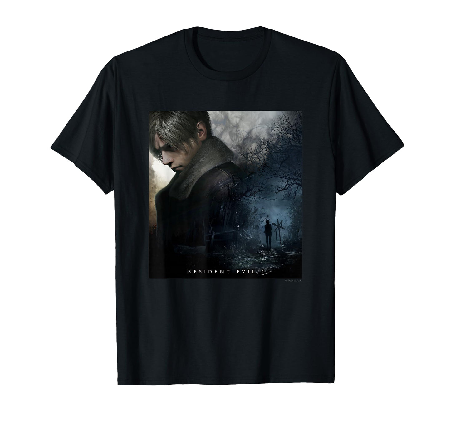 CAPCOM Resident Evil 4 Black Cotton T-Shirt - Classic Fit, Crew Neck, Short Sleeve