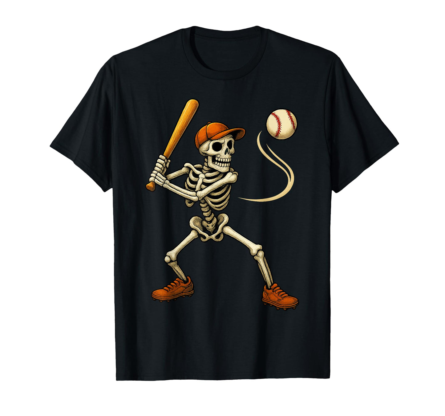 Funny Skeleton Baseball Batting Halloween Costume Men Boys T-Shirt