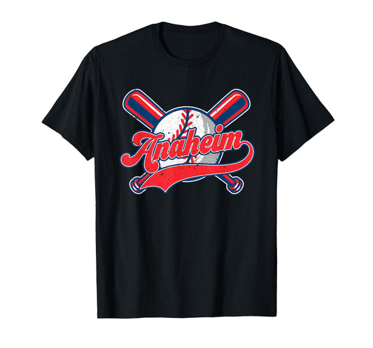 Retro Anaheim California Baseball Tee Vintage Men Women Kids T-Shirt