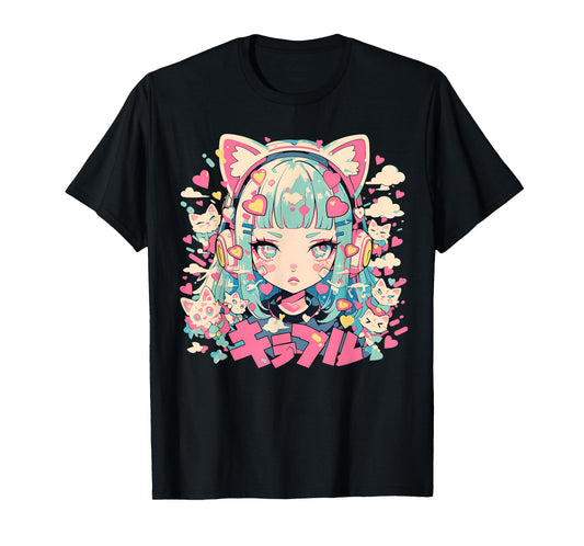 Anime Waifu Cute Anime Manga Cat Girl Sweet Retro Japan T-Shirt