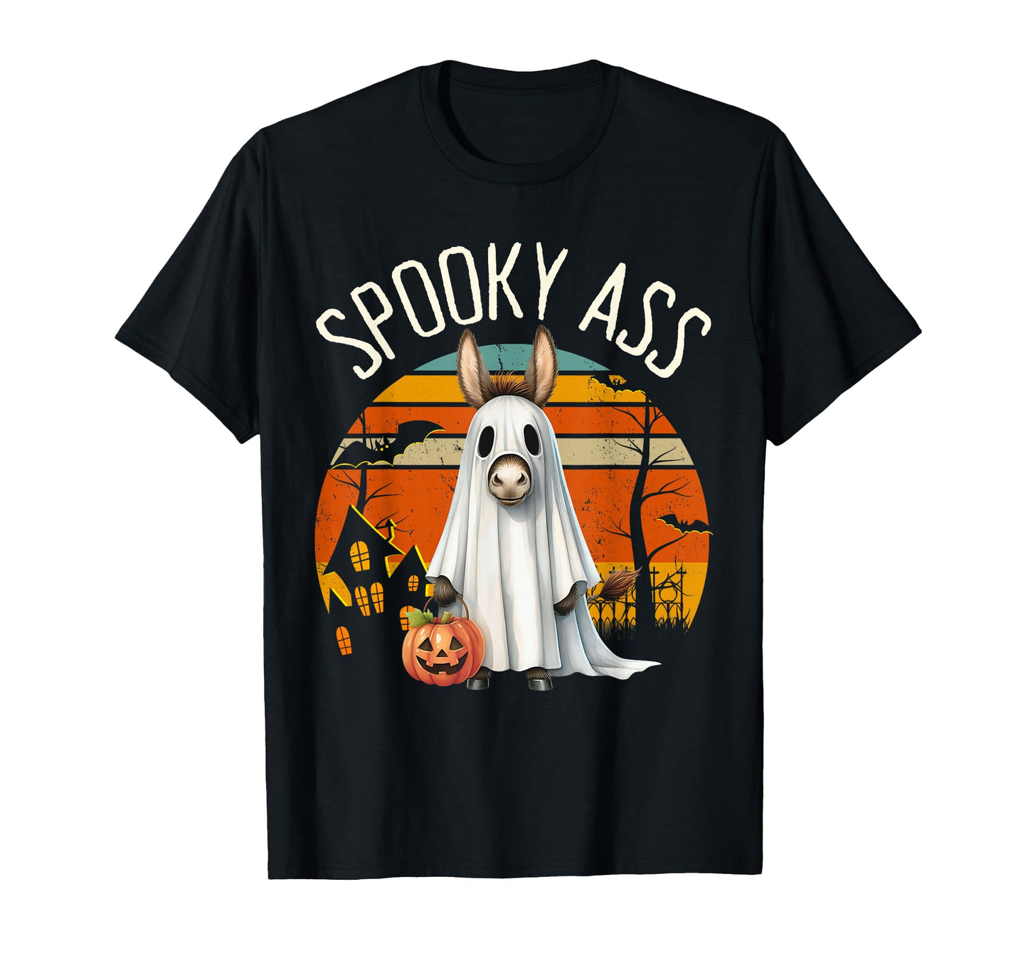 Funny Halloween Donkey, Cute Vintage Ghost Jackass T-Shirt