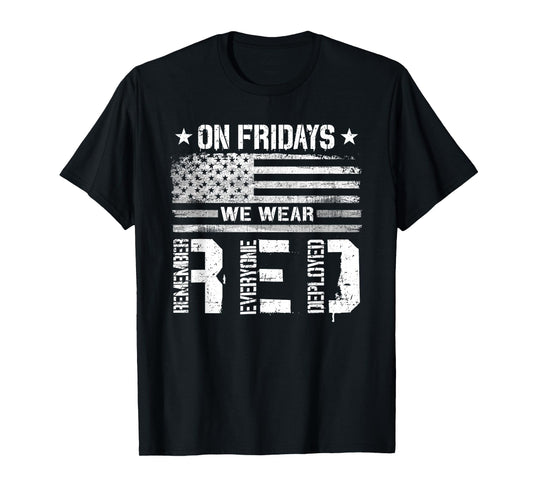 On Friday We Wear Red American Flag Military Supportive T-Shirt