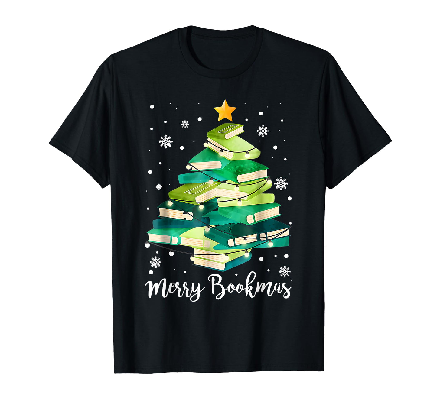 Merry Bookmas Books Pine Tree Funny Reading Lover Christmas T-Shirt