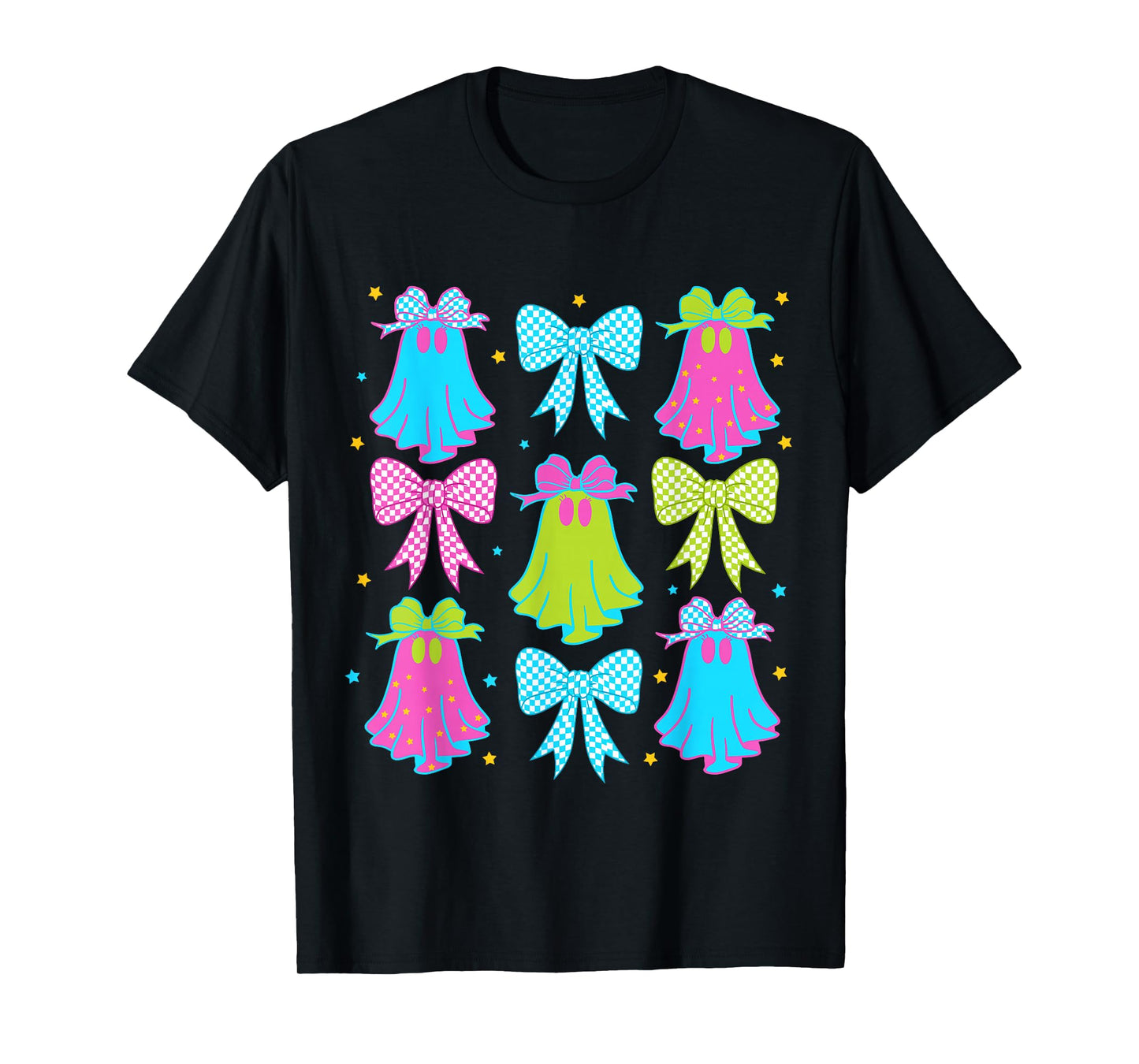 Girly Halloween Ghost Coquette Bow Spooky Season Girls Kids T-Shirt