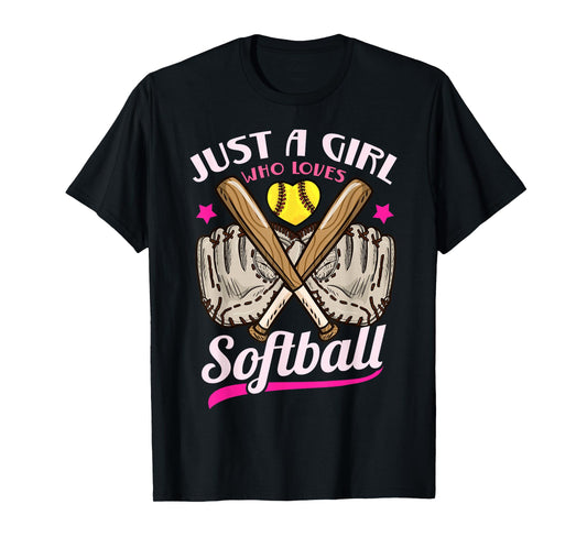 Softball Just a Girl Who Loves Softball Softball Player T-Shirt