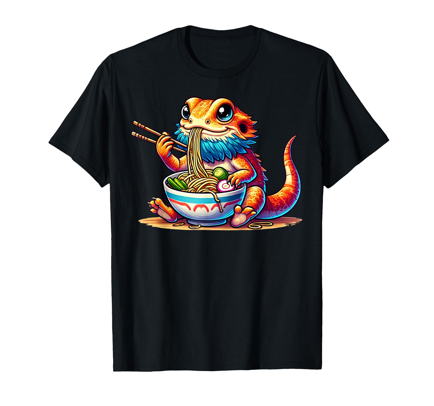 Bearded Dragon Eating Japanese Noodles Kawaii Ramen Bowl T-Shirt