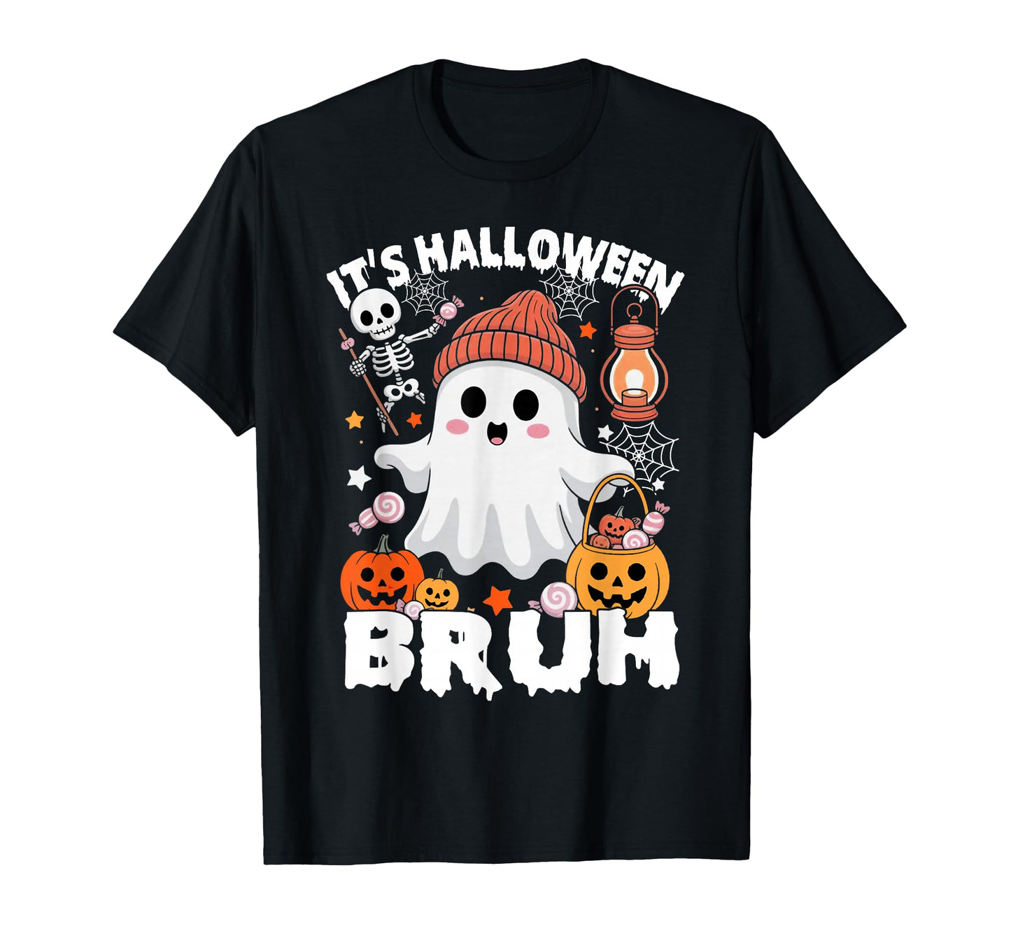 Its Halloween Bruh Boo Ghost Pumpkin Costume Boys Girls Kids T-Shirt