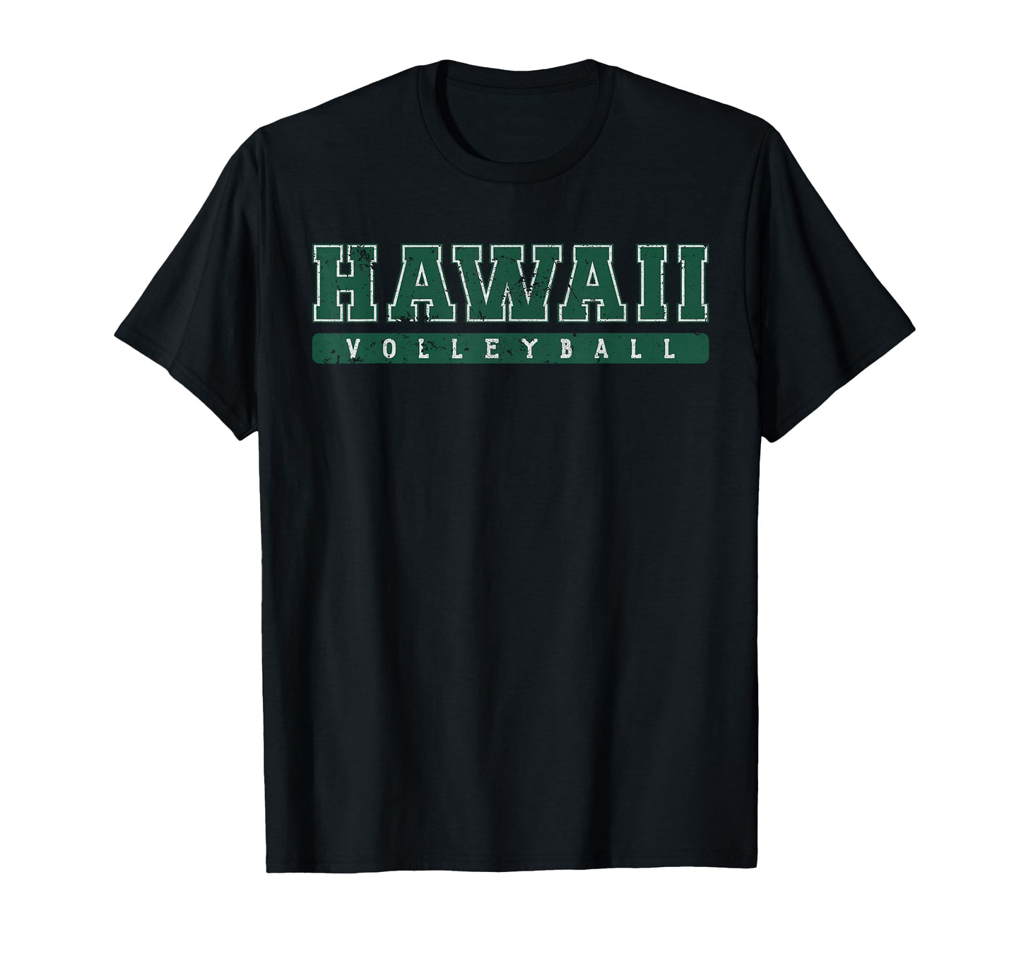 Hawaii Volleyball Green Vintage Text T-Shirt