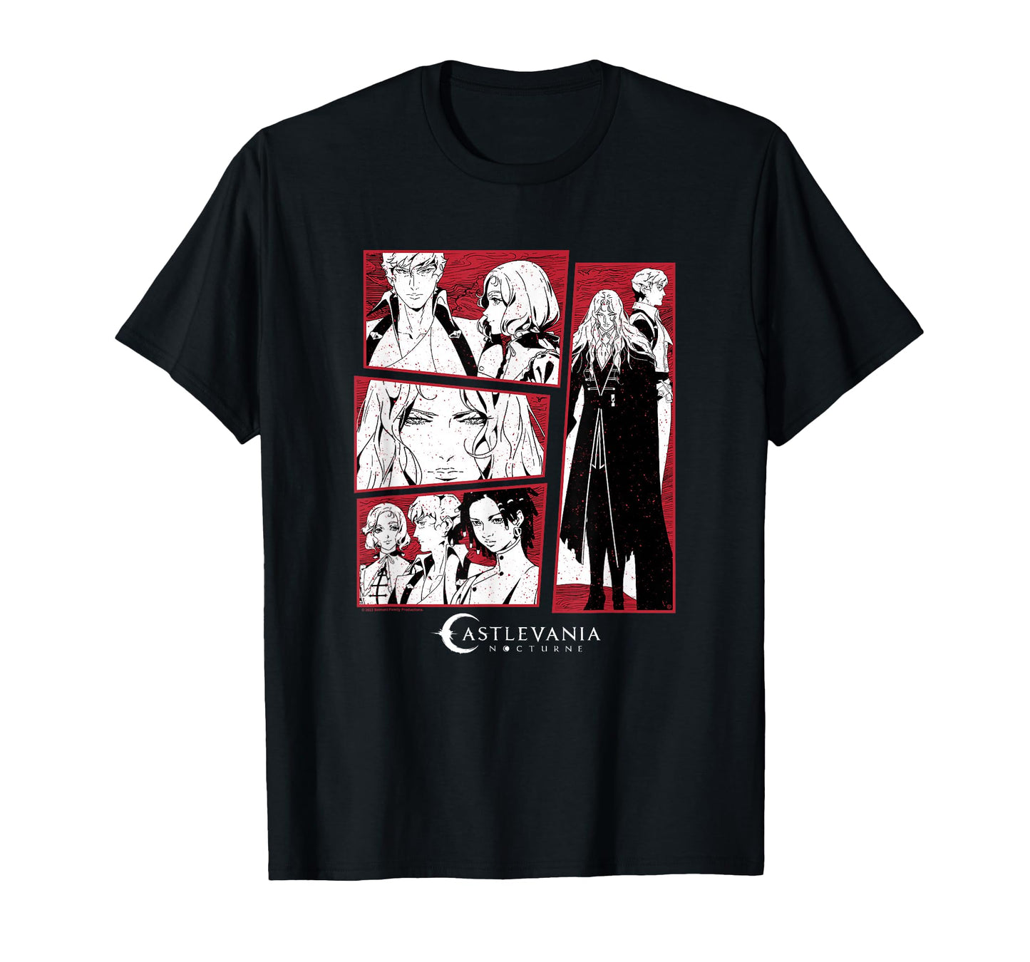 Castlevania: Nocturne Main Characters Blood Stained Panels T-Shirt