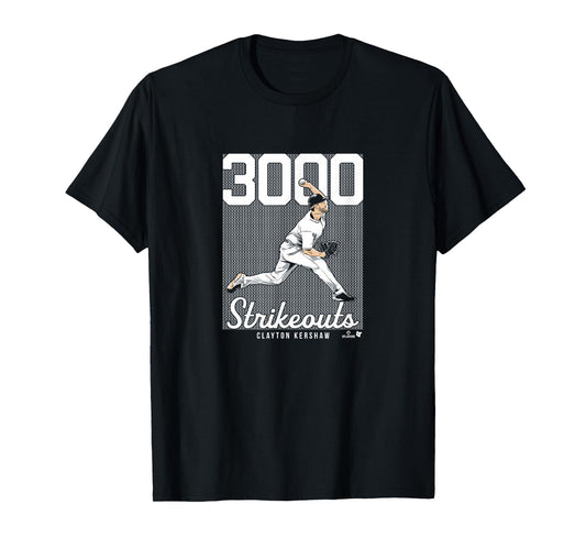 Clayton Kershaw - 3,000 Strikeouts - Los Angeles Baseball T-Shirt