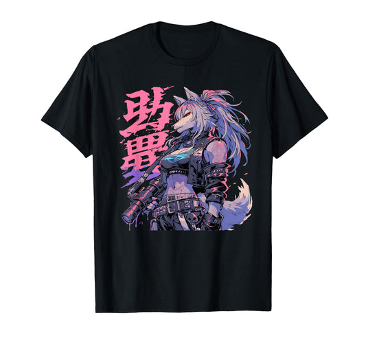 Goth Grunge Demon Anime Furry Wolf Horror Alt Aesthetic T-Shirt, Small, Black