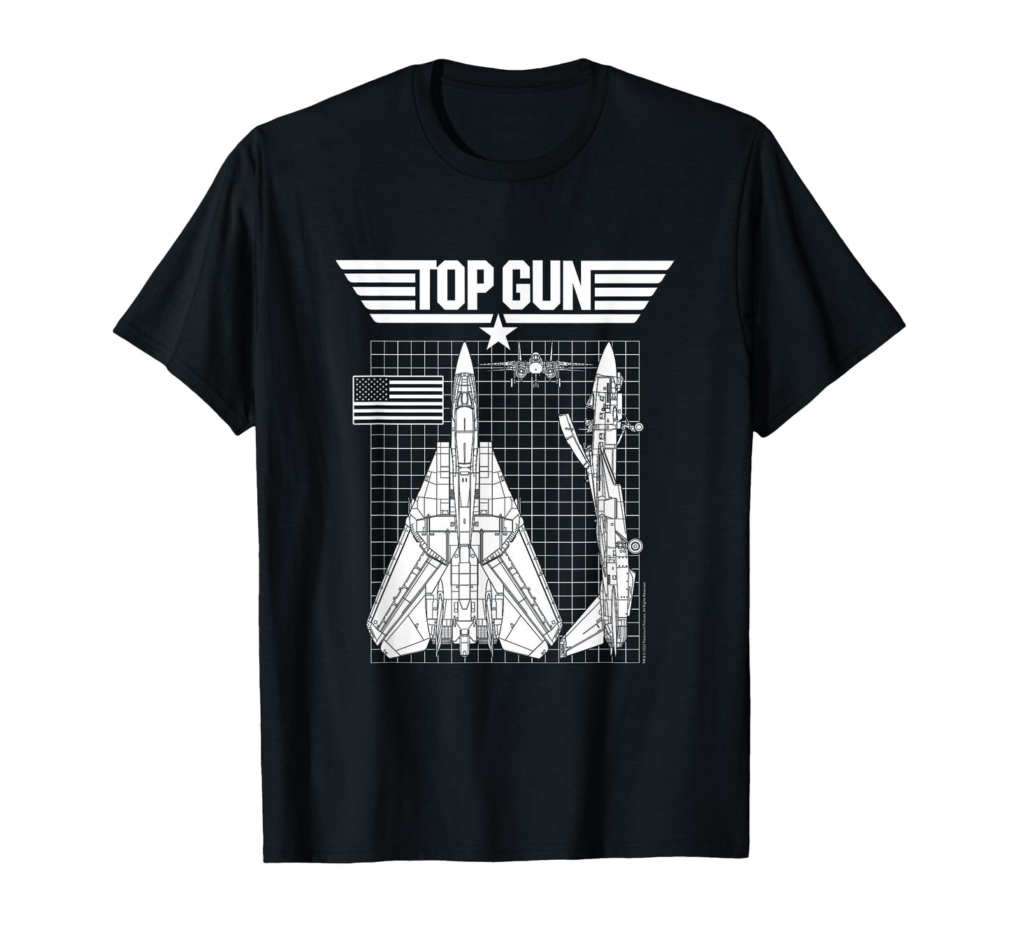 Top Gun F-14 Tomcat Blueprints Action Movie T-Shirt