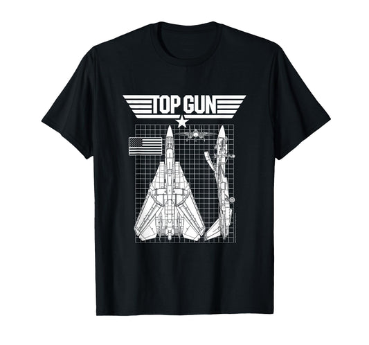 Top Gun F-14 Tomcat Blueprints Action Movie T-Shirt