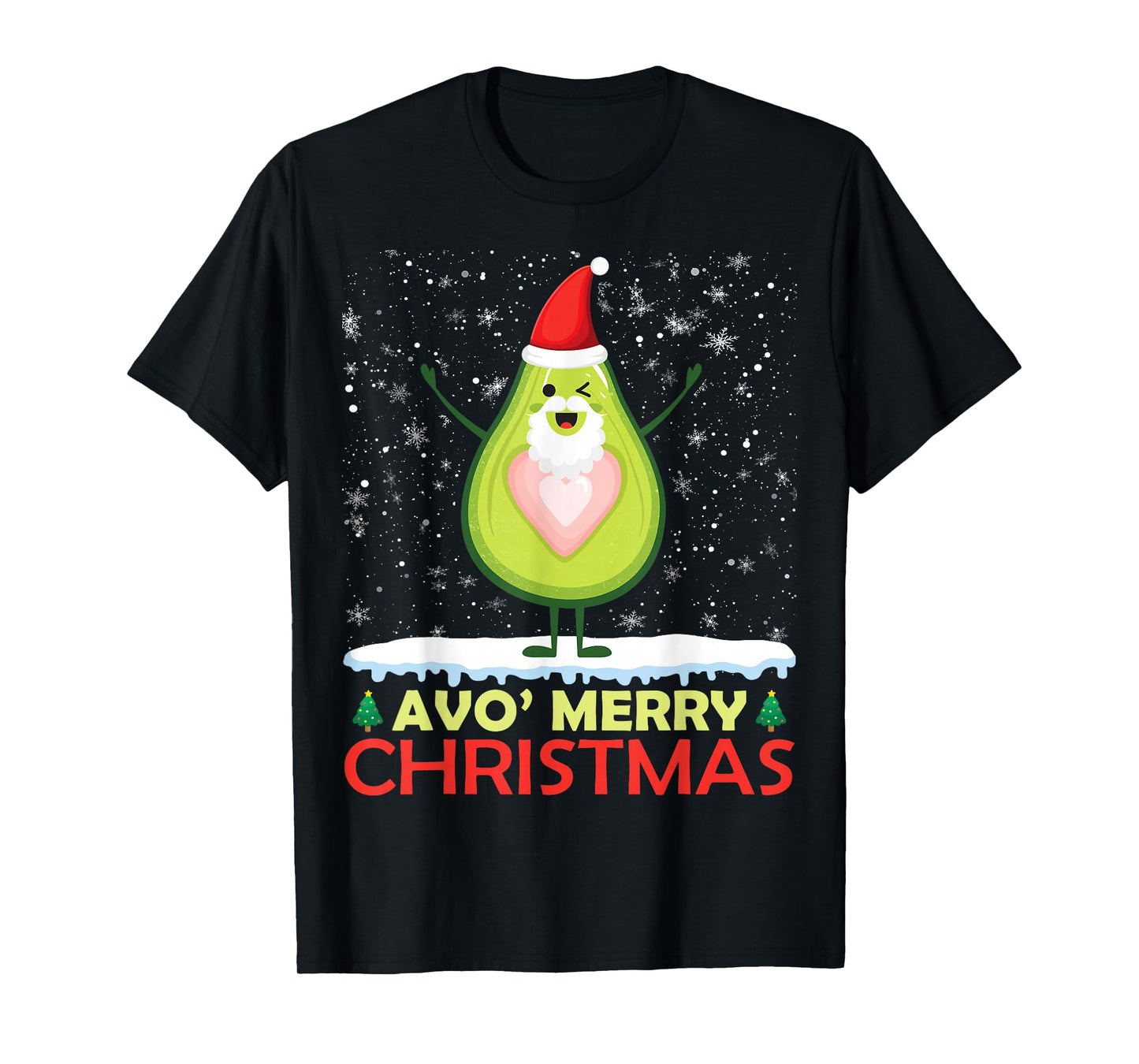 Santa Avocado Avo Merry Christmas Vegan Pajama Avocado Lover T-Shirt