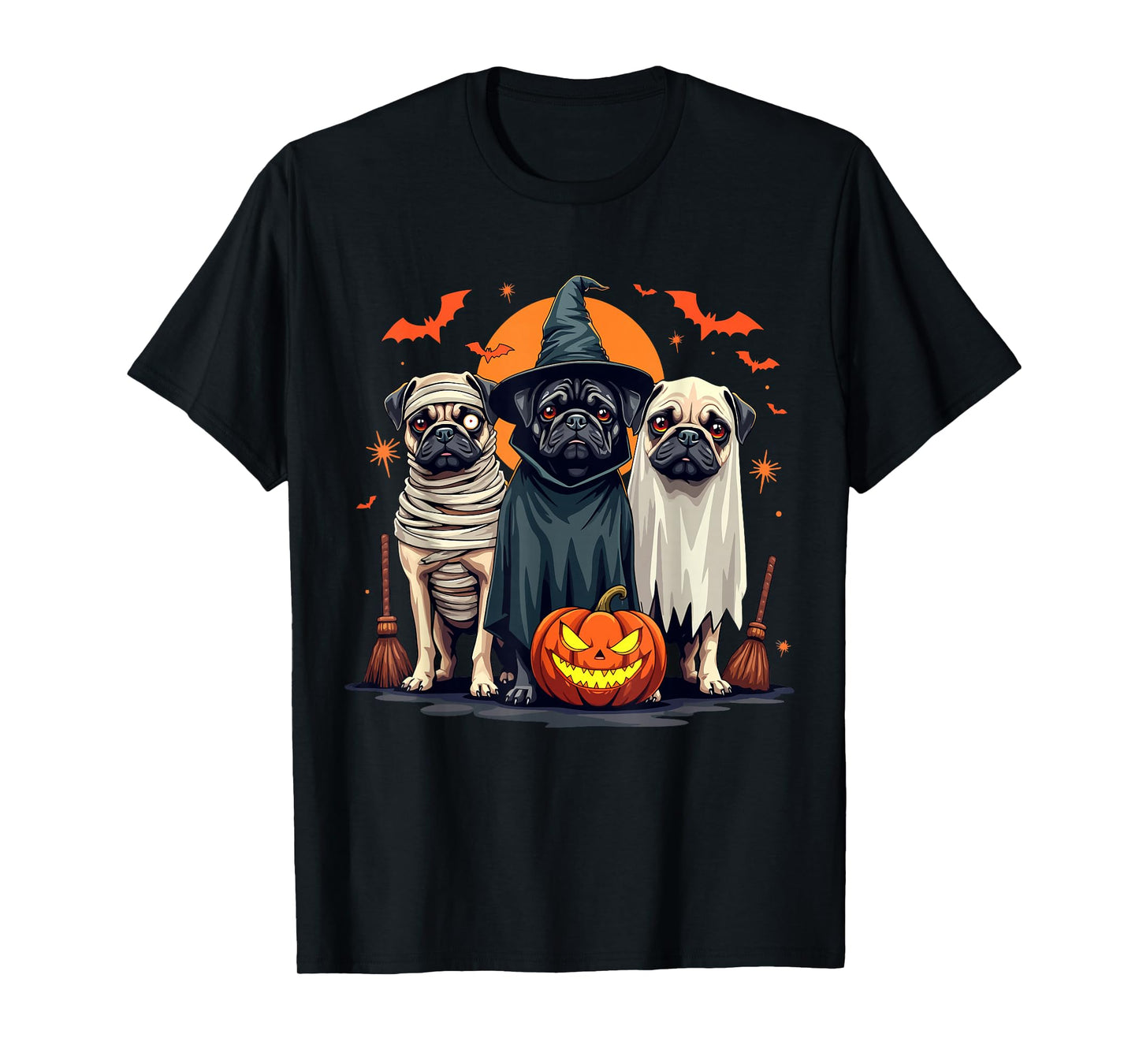 Pug Halloween Costume Mom Witch Ghost Dog Lover T-Shirt