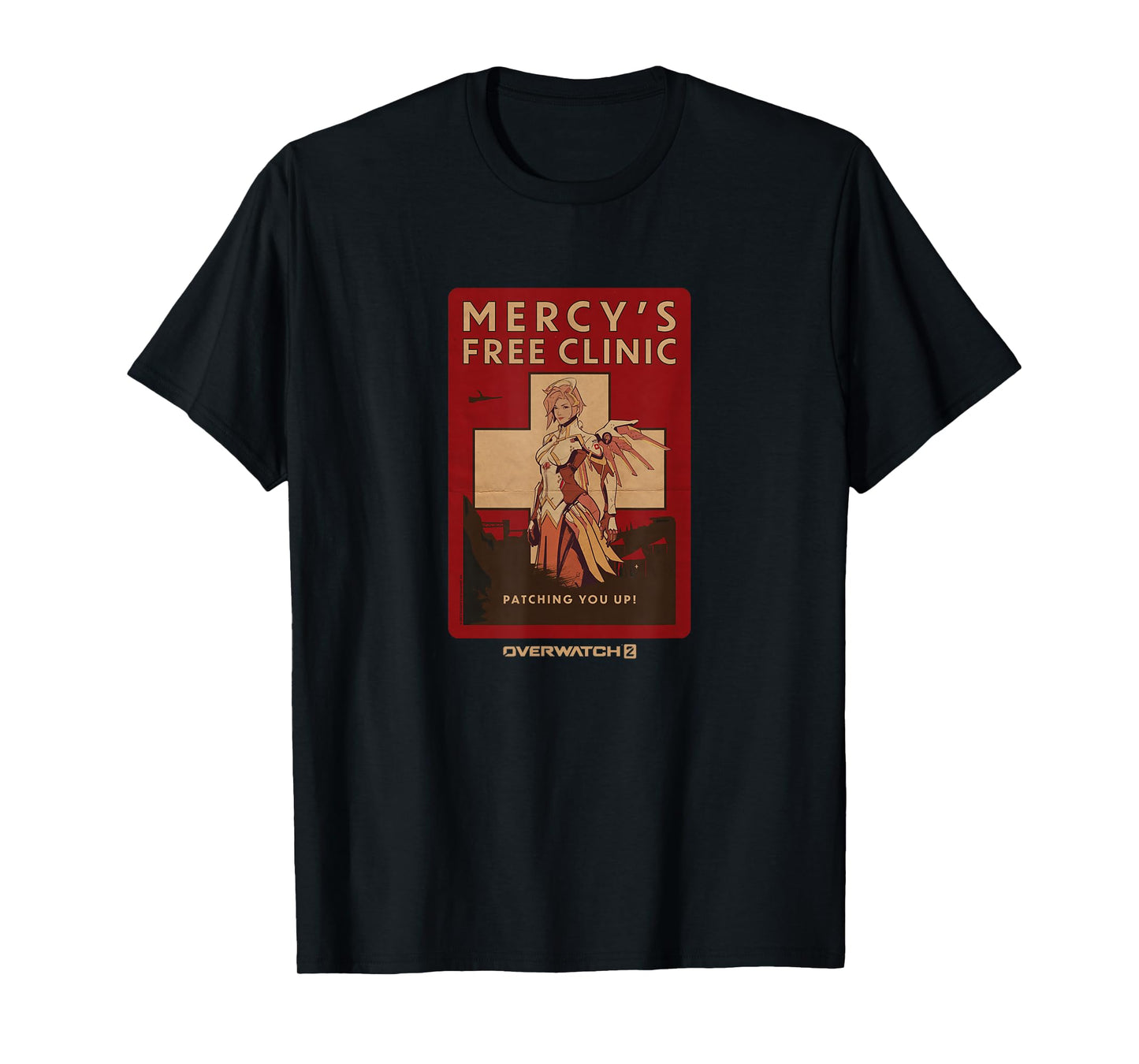 Overwatch 2 Mercy's Free Clinic Propaganda Big Chest Poster T-Shirt