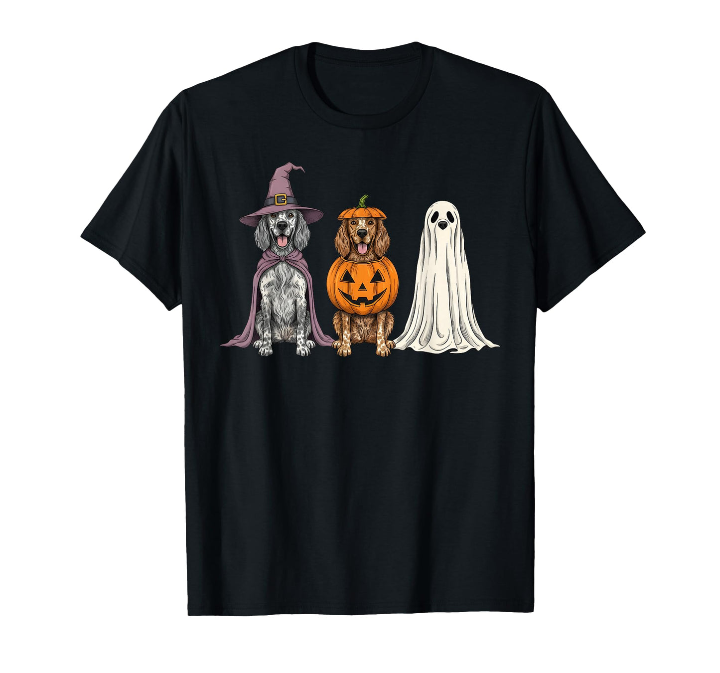 Spooky Ghost English Setter Pumpkin Halloween Dog Lover T-Shirt