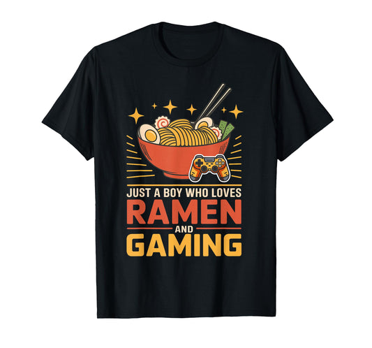 Just A Boy Who Loves Ramen and Gaming Japan Anime Video Game T-Shirt