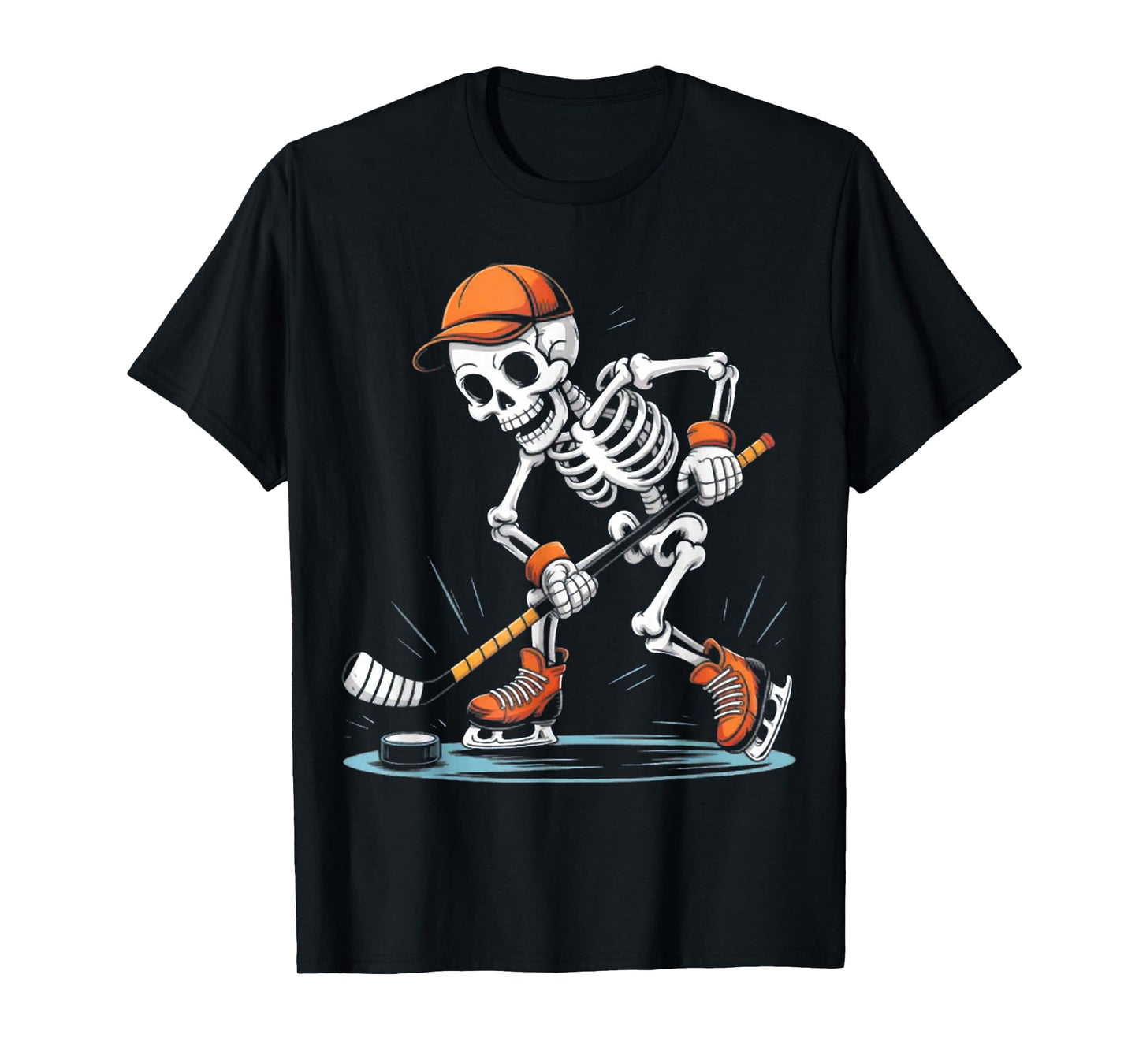 Skeleton Ice Hockey Halloween Costume Men Boys Kids Tee T-Shirt