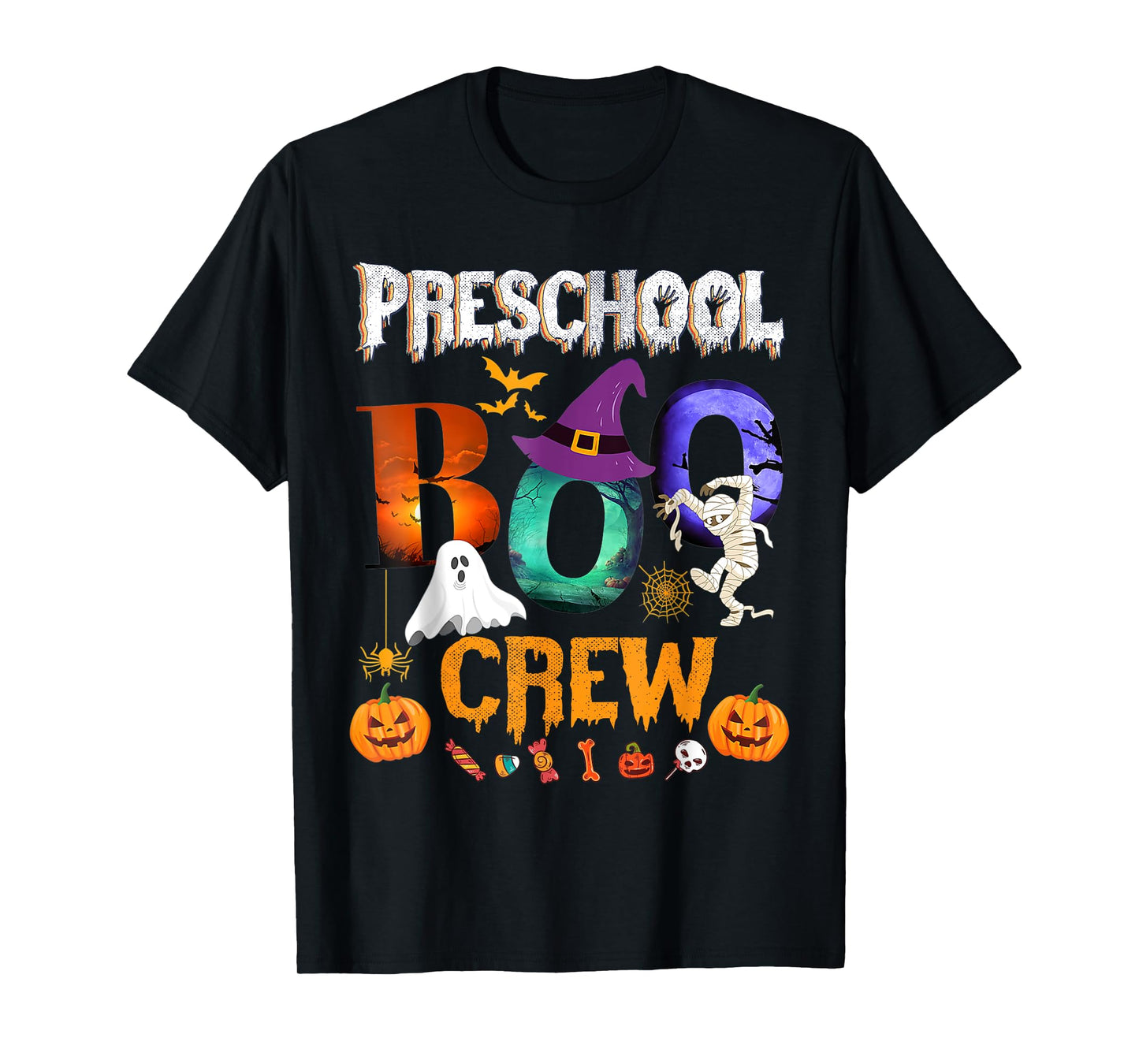 Preschool Boo Crew Teacher Student Funny Halloween Costume Men Women Kids T-Shirt