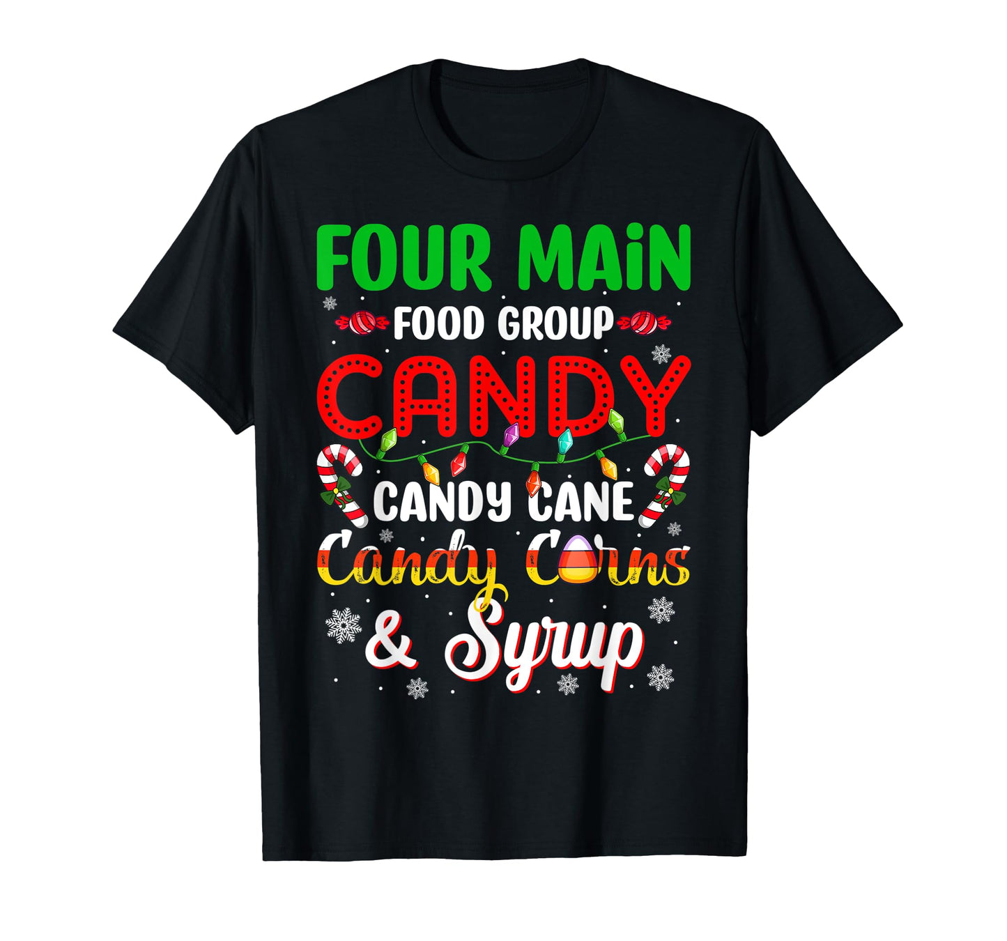 Christmas Pajama Four Main Funny Food Groups Elf Candy Corn T-Shirt