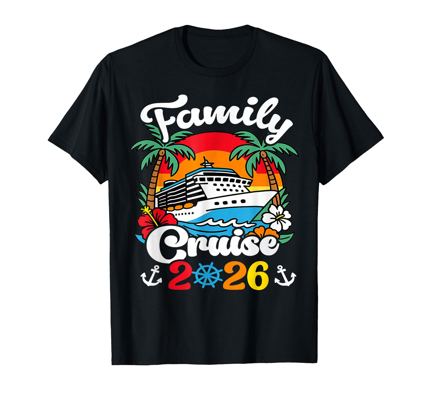 Family Cruise 2026 Vacation Sunset Tropical Trip Kids Boys T-Shirt