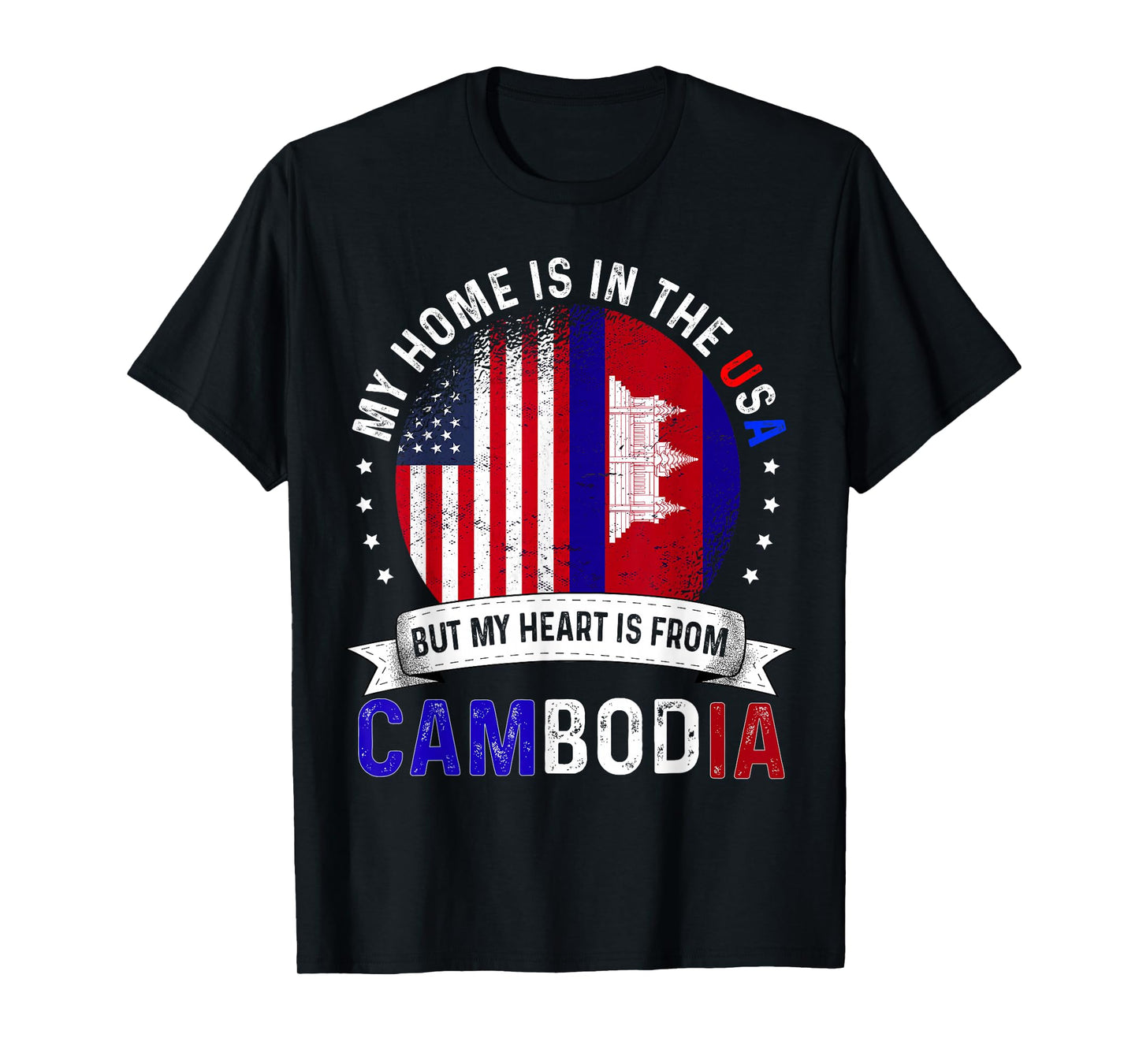 Cambodian American Patriot Heart is from Cambodia Flag T-Shirt