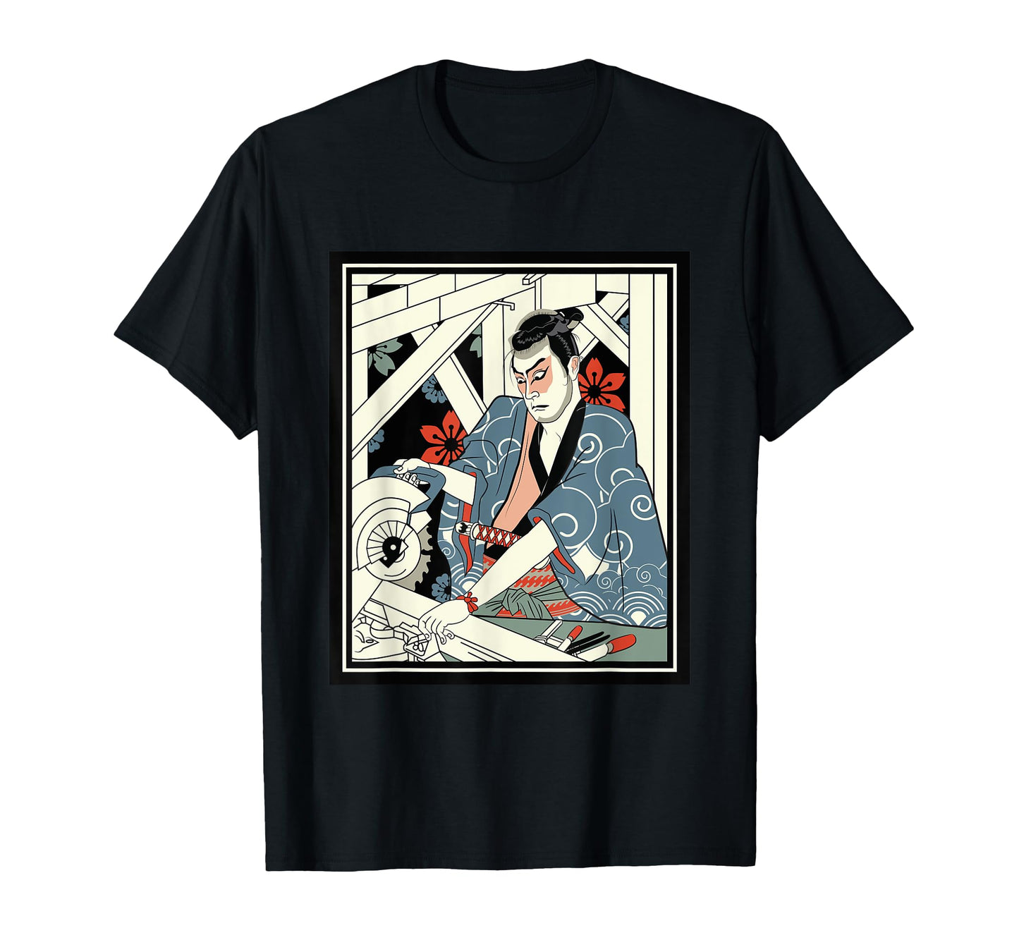 Carpenter Japanese Samurai Warrior Armor Sword Fighter Mask T-Shirt
