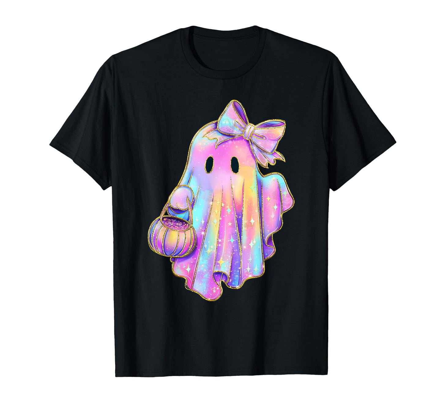 Funny Coquette Bow Ghost Pumpkin Halloween Spooky Season T-Shirt