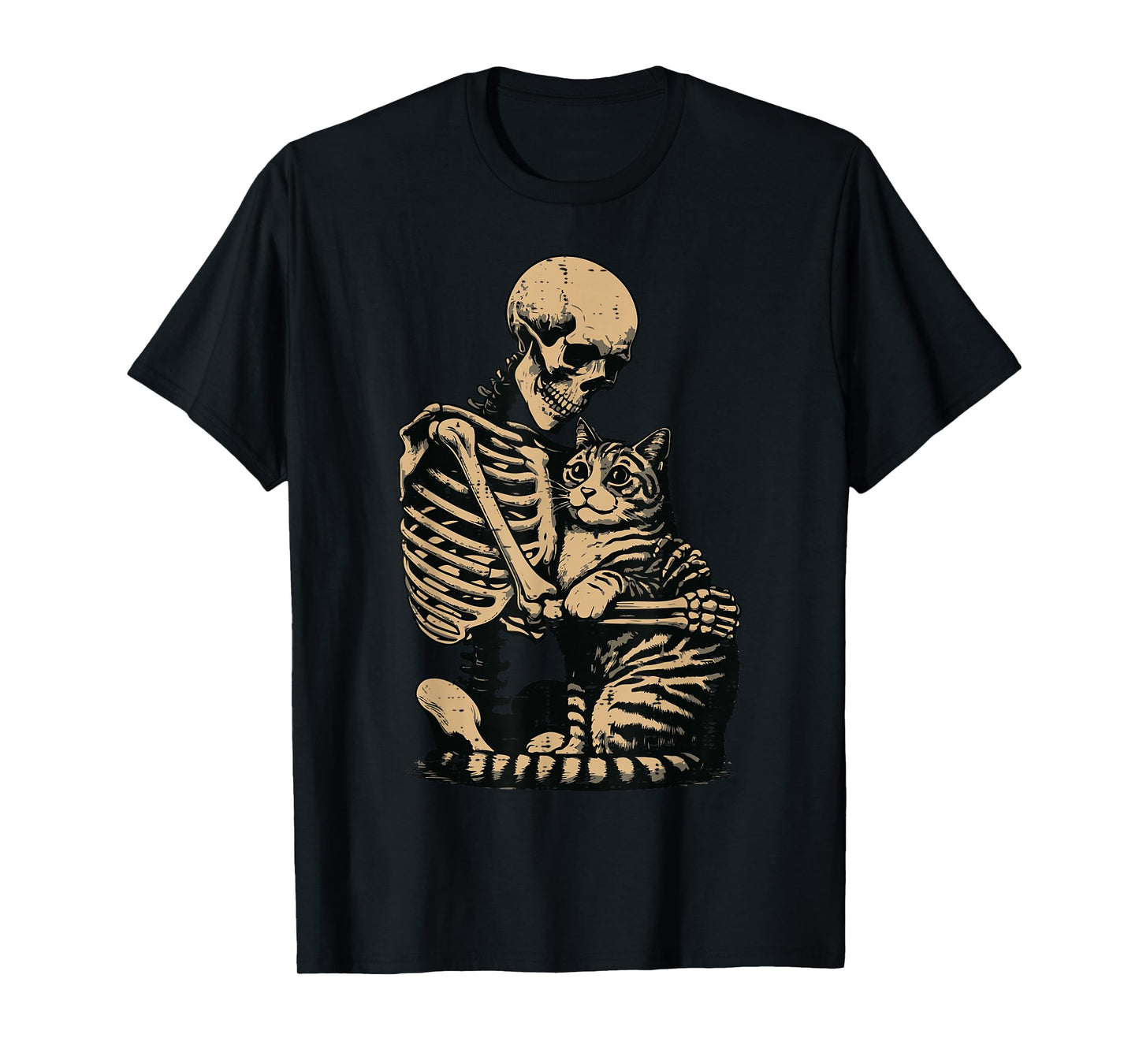 Halloween Skeleton Hugging Cat Scary Costume Men Women Kids T-Shirt