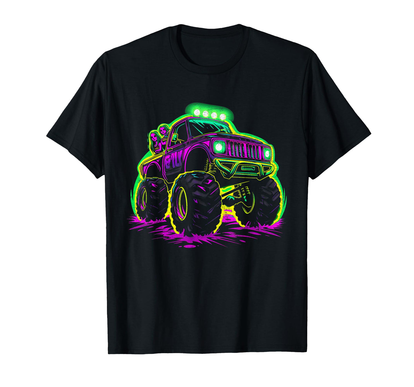 Cool Glowing Monster Truck Vintage Kids Fun Adventure T-Shirt