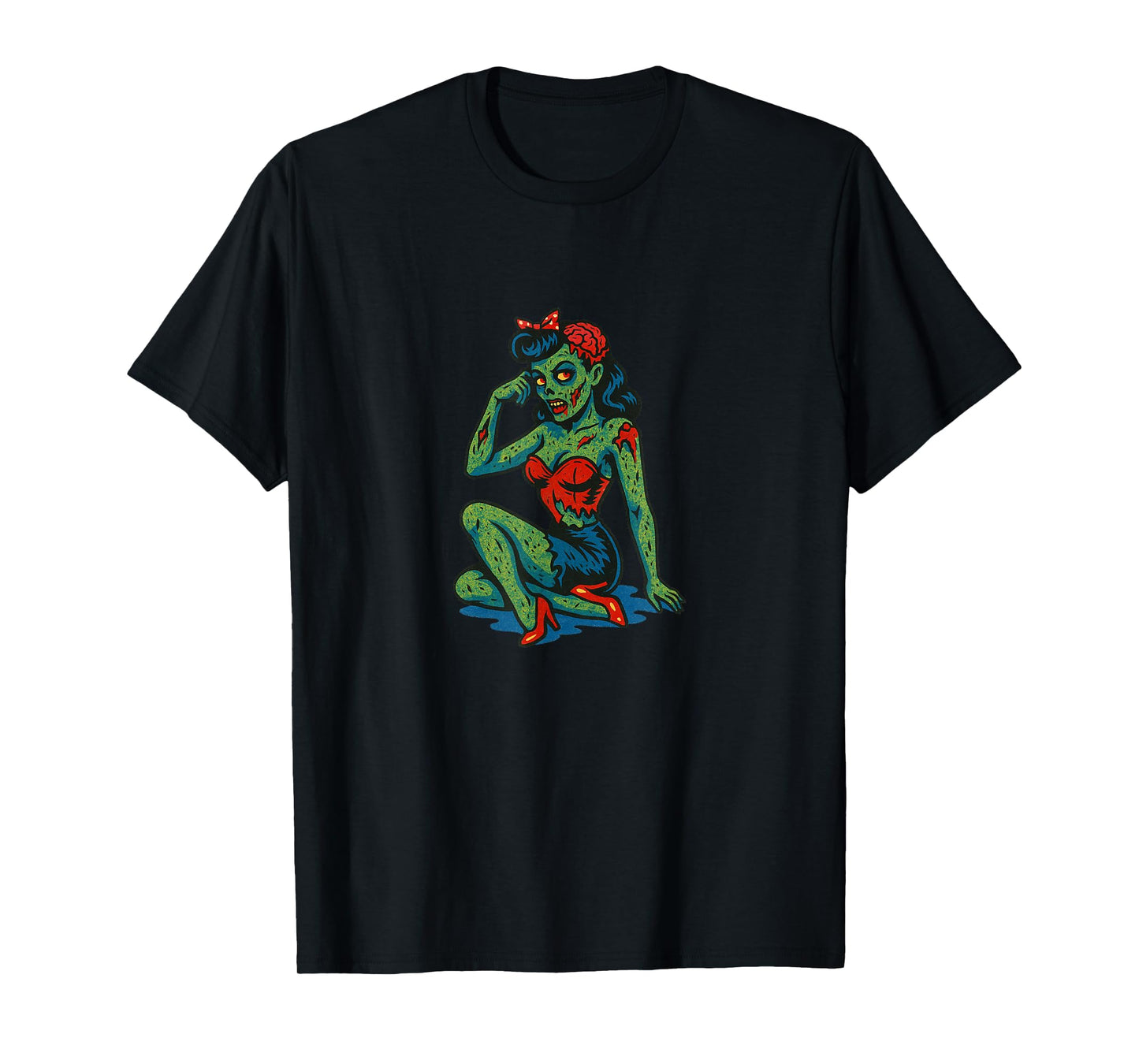 Zombie Girl Pinup Halloween Party Undead Retro Cheesecake T-Shirt