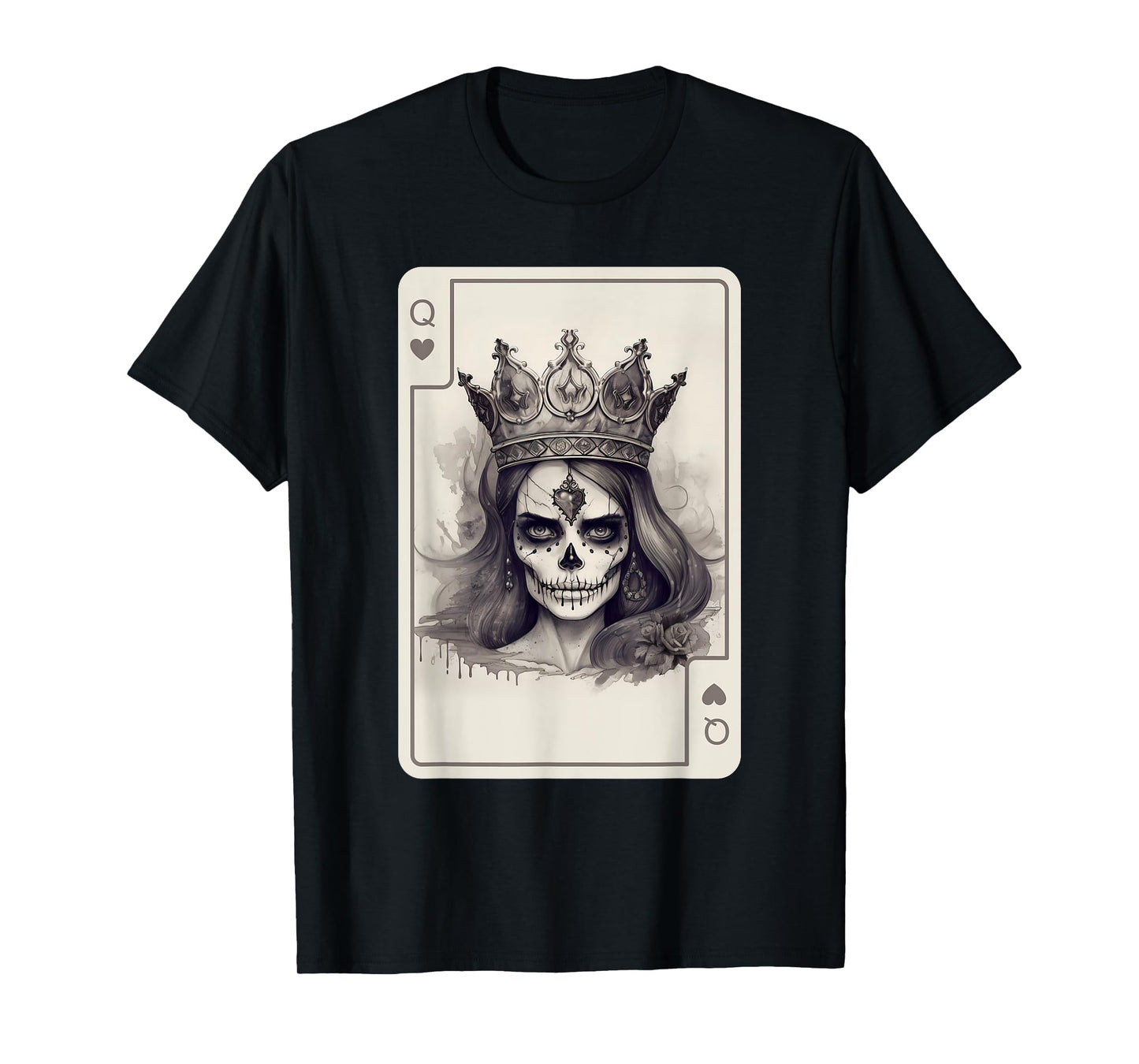 Queen of Hearts Gothic Poker Card Game Halloween Creepy T-Shirt