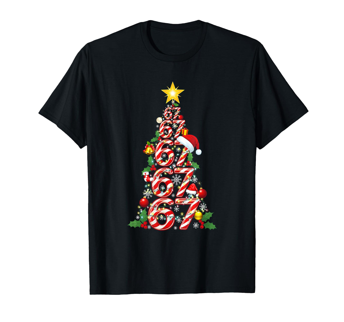 Merry Christmas Candy Cane Tree Number 67 Meme Xmas Pajamas T-Shirt